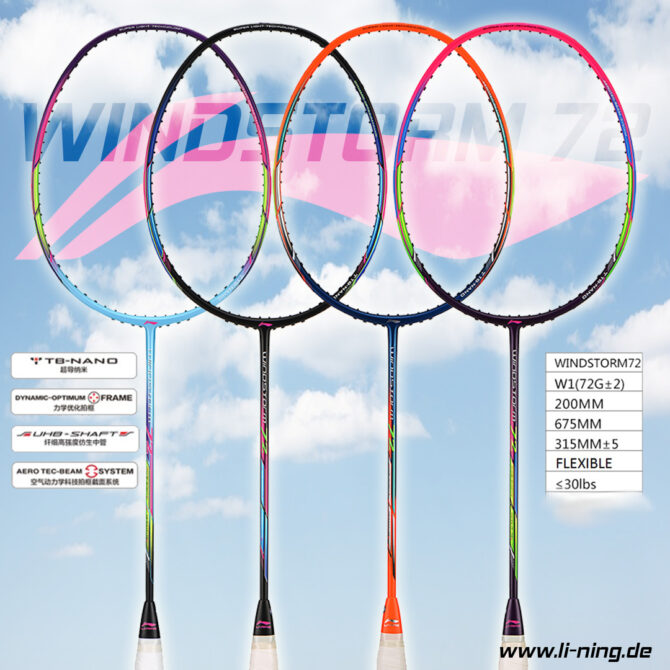 Li-Ning Windstorm 72 - 6U Badminton Racket Light Blue - Image 10